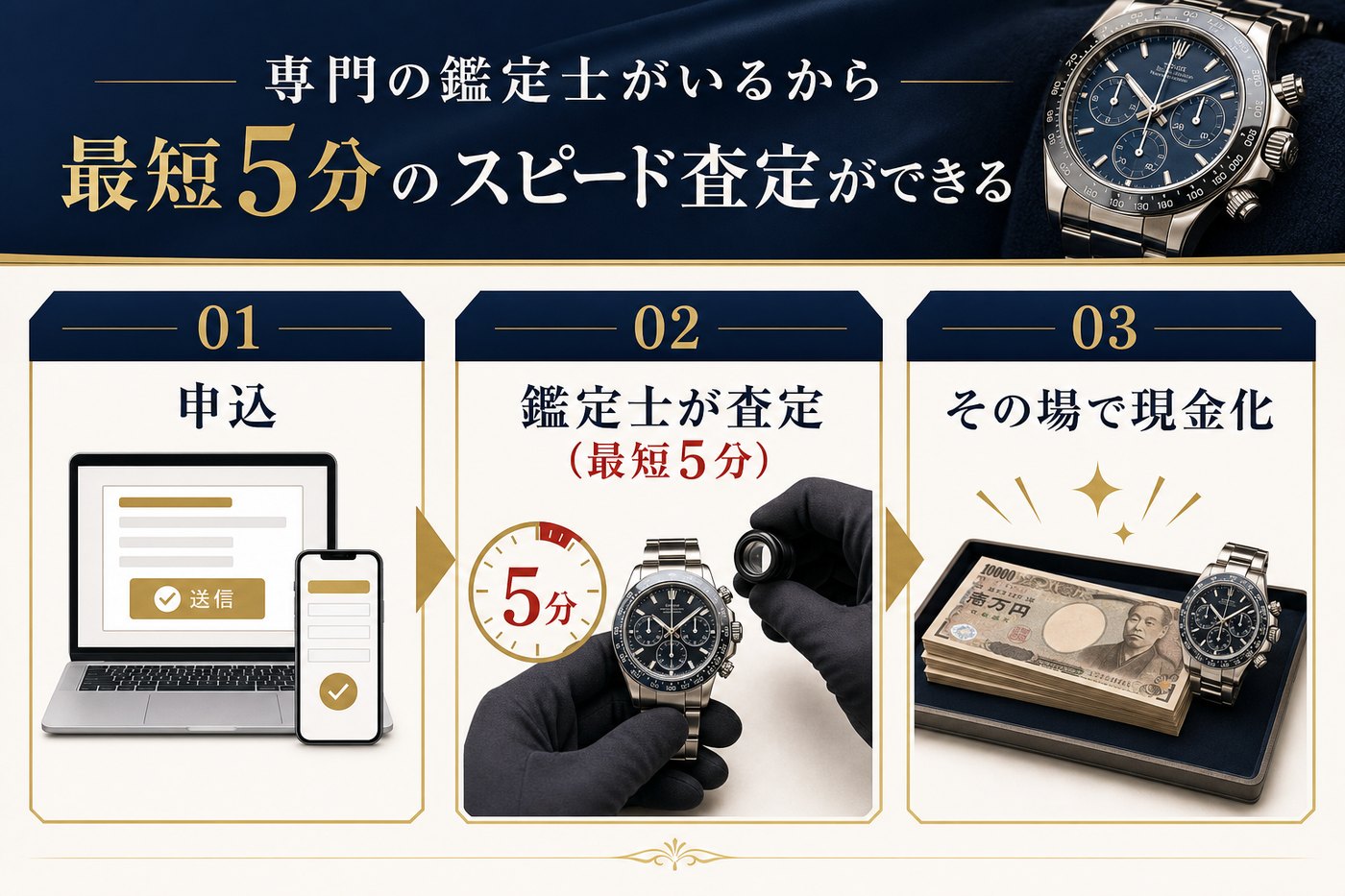 確かな鑑定眼のスピード査定の図解