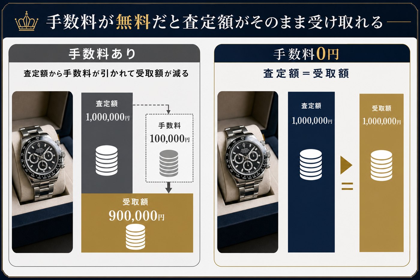 査定にかかる手数料は当社負担の図解
